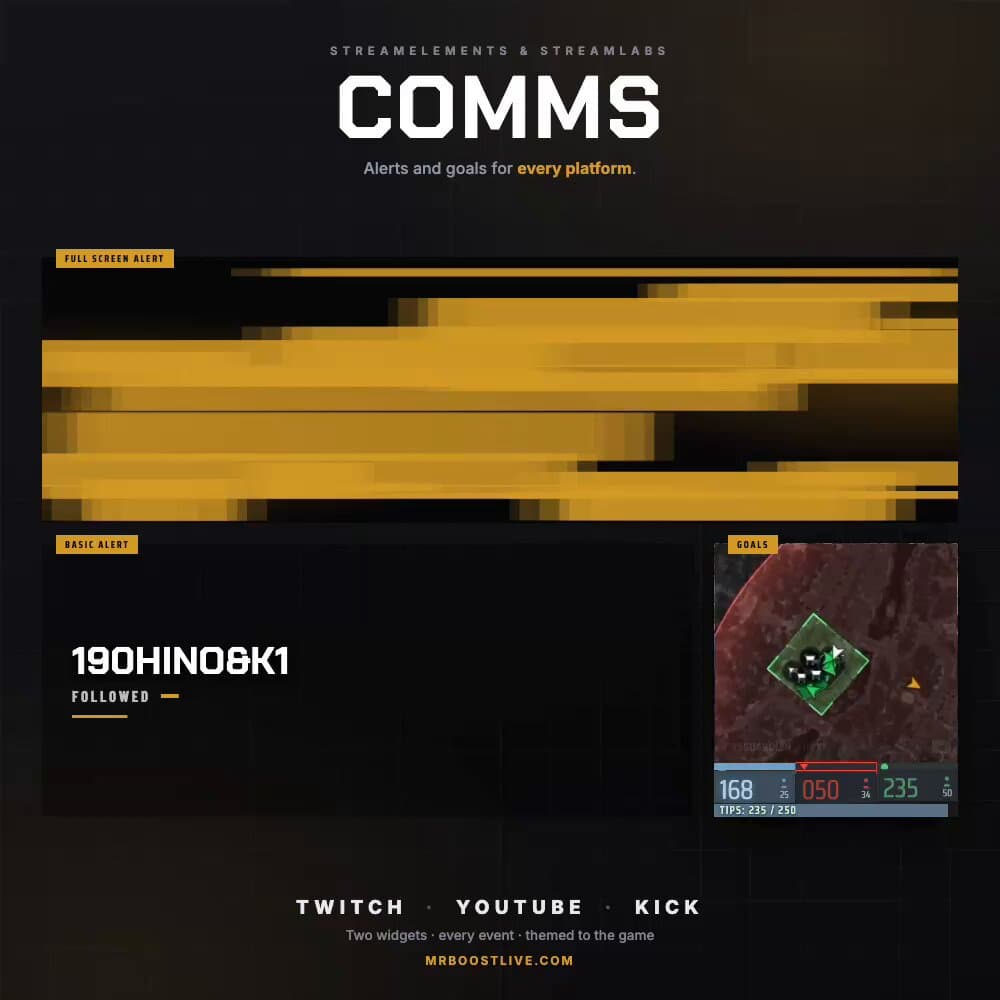 📡 COMMS is live on http://mrboostlive.com Two widgets, built to look like they came with…