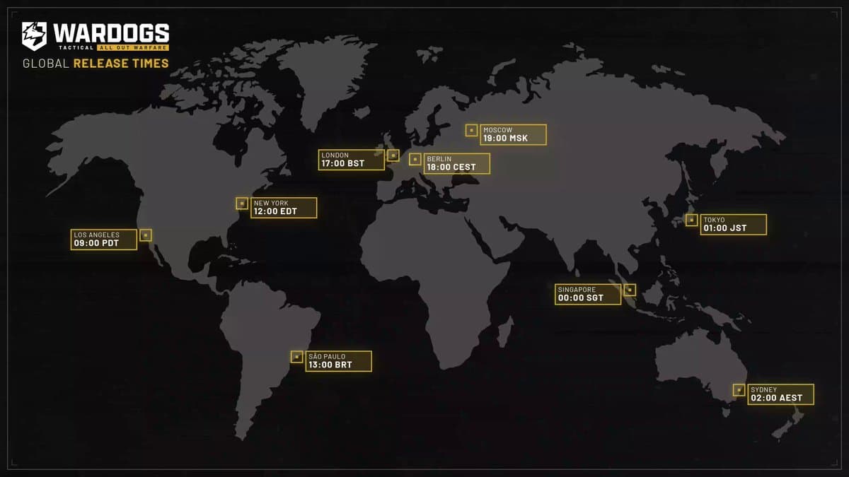 Global release times for WARDOGS Early Access! 🙏 We'll see you tomorrow.